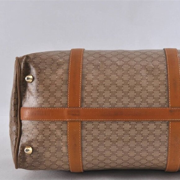 CELINE Vintage Macadam Blason Pattern Hand Boston Bag PVC Leather Beige … - Picture 5 of 12